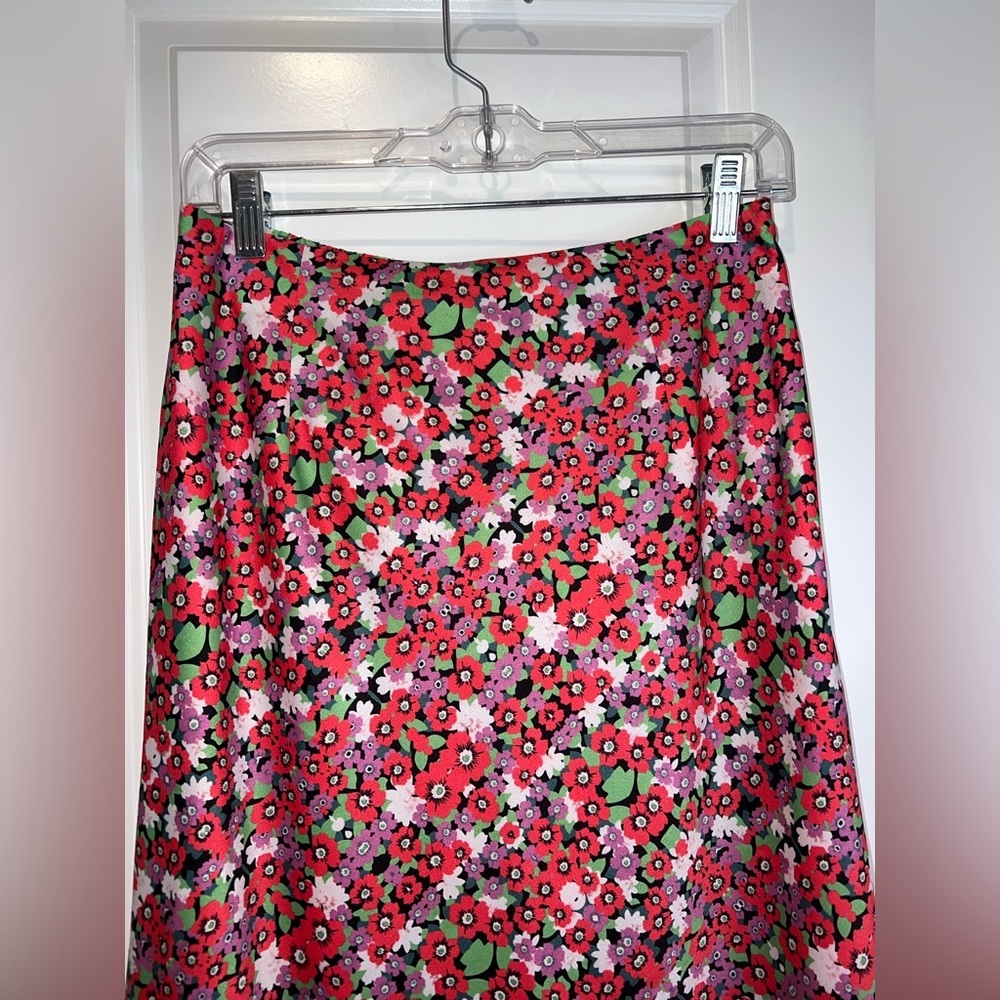 Lulu’s Zenia Coral Red Multi Floral Print Midi Skirt - Picture 7 of 12
